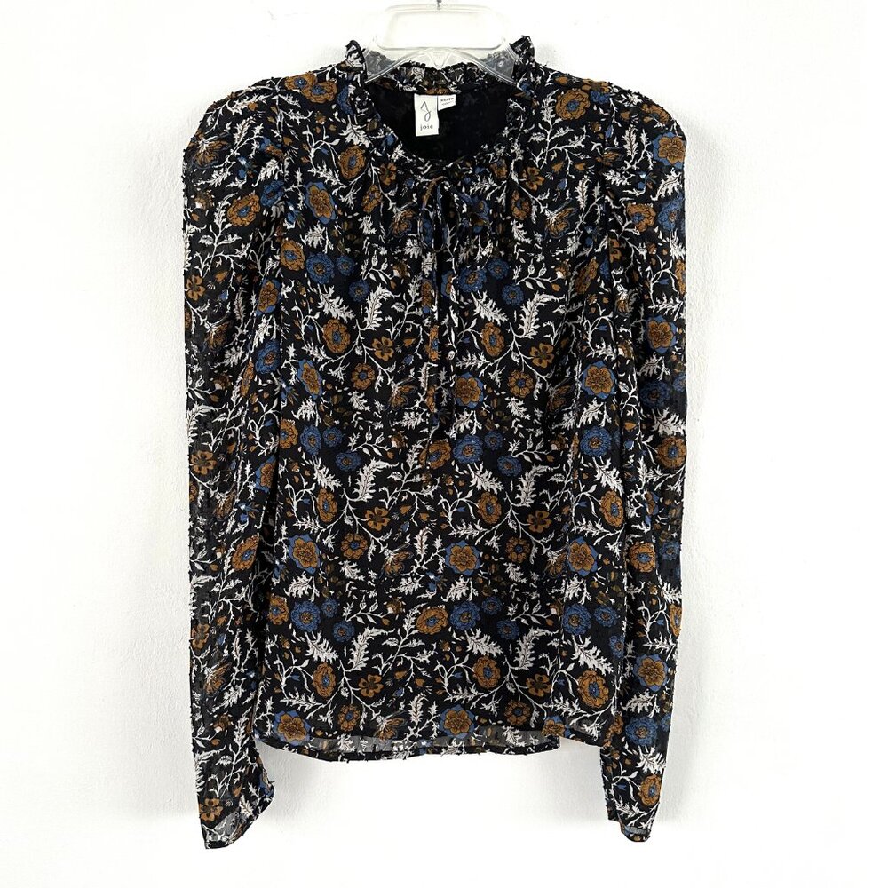 Joie Floral Print Ruffle Collar Top XS